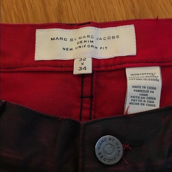 MARC By Marc Jacobs Men’s Red Denim Jeans 32X 34 - Picture 5 of 7